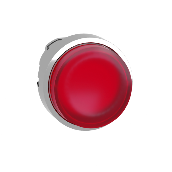 Head for illuminated push button, Harmony XB4, metal, red projecting, 22mm, push-push, universal LED, unmarked - Schneider Electric - ZB4BH43