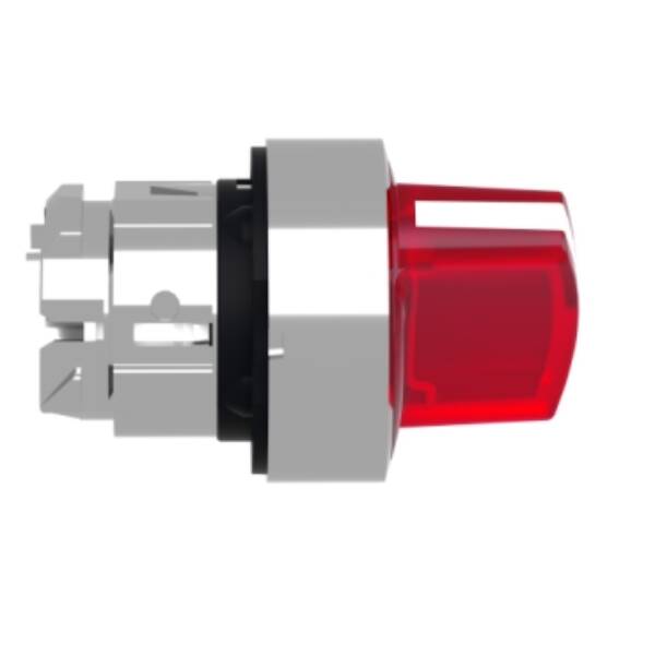 Head for illuminated selector switch, Harmony XB4, metal, red handle, 22mm, universal LED, 2 positions, stay put - Schneider Electric - ZB4BK1243