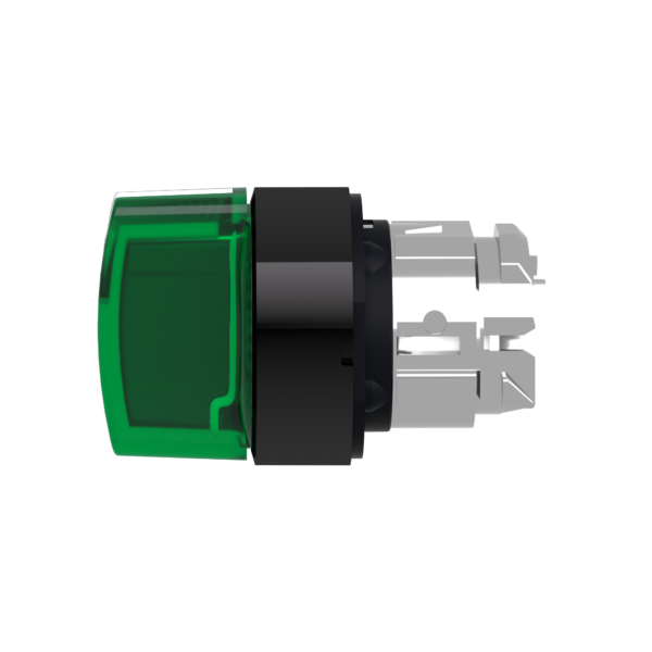 Head for illuminated selector switch, Harmony XB4, universal LED,  black metal, green handle, 22mm, 3 positions, stay put - Schneider Electric - ZB4BK13337