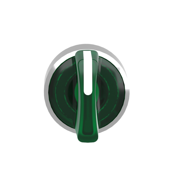 Head for illuminated selector switch, Harmony XB4, chromium metal, green handle, 22mm, universal LED, 3 positions, right to center - Schneider Electric - ZB4BK1833