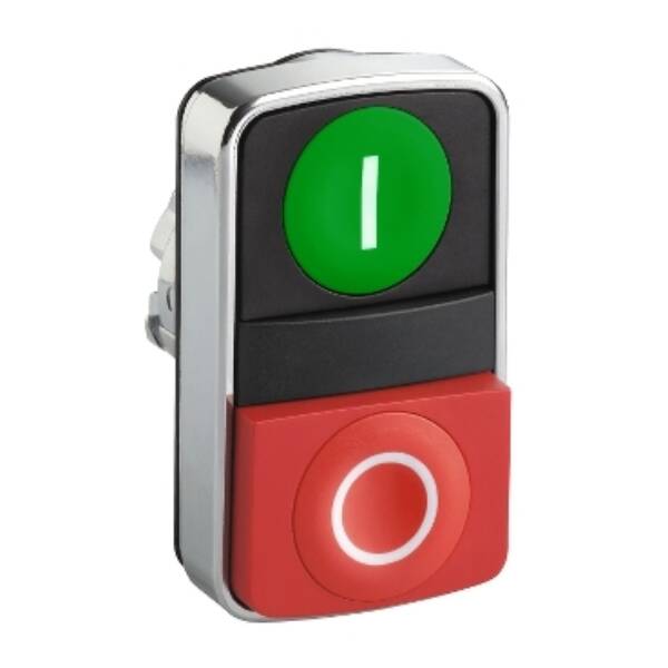 Double-headed push button head, metal, Ø22, 1 green flush marked I + 1 red projecting marked O - Schneider Electric - ZB4BL7341