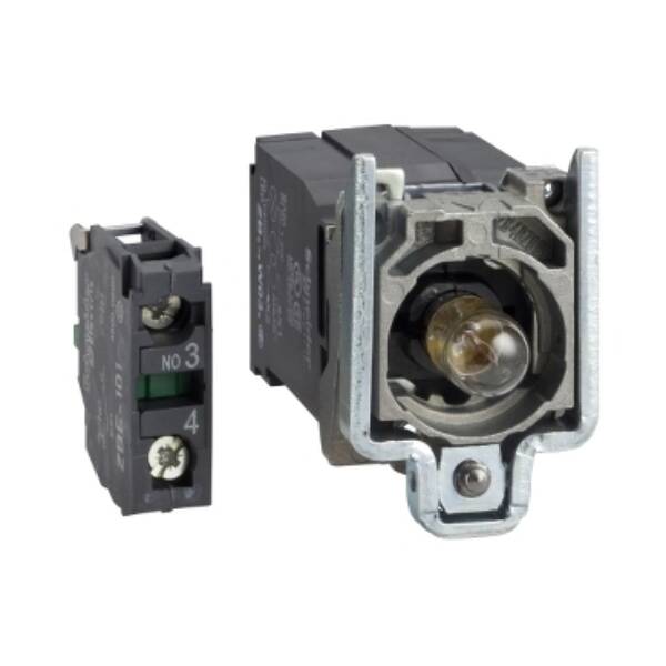 light block with body/fixing collar with BA9s incandesc. bulb 220...240V 1NO - Schneider Electric - ZB4BW041