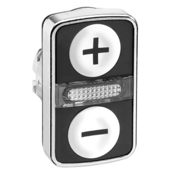 white flush/white flush illuminated double-headed pushbutton Ø22 with marking - Schneider Electric - ZB4BW7A1715