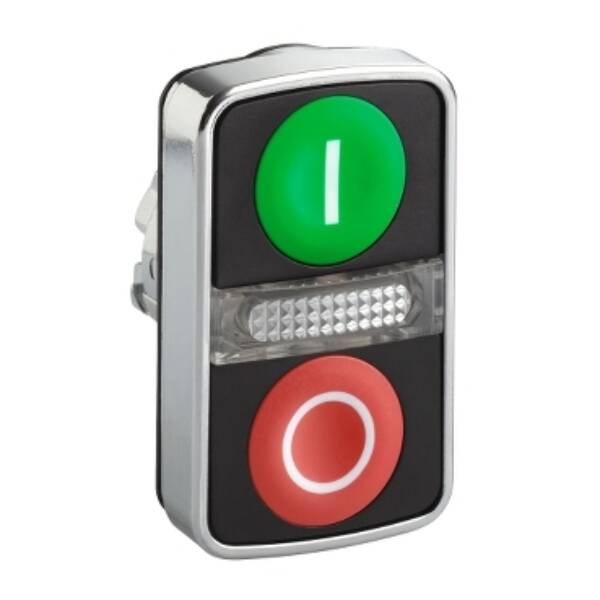 green flush/red flush illuminated double-headed pushbutton Ø22 with marking - Schneider Electric - ZB4BW7A3741