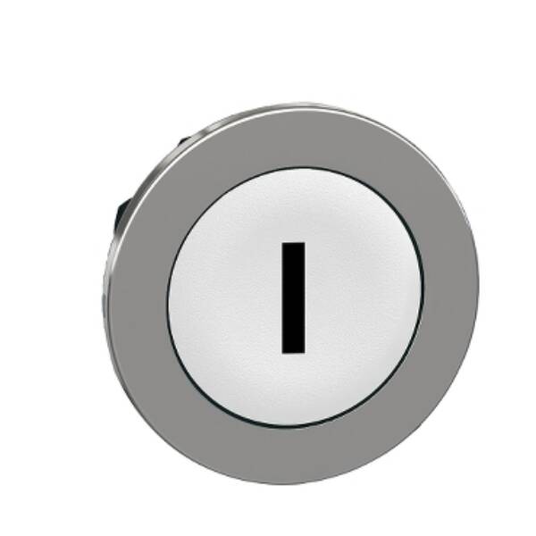 Head for non illuminated push button, Harmony XB4, flush mounted white flush caps pushbutton black marked "I" - Schneider Electric - ZB4FA131