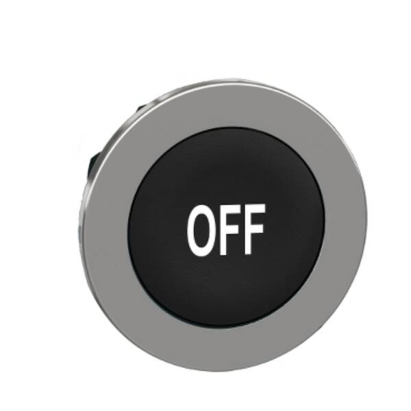 Head for non illuminated push button, Harmony XB4, flush mounted black flush caps pushbutton white marked "OFF" - Schneider Electric - ZB4FA235