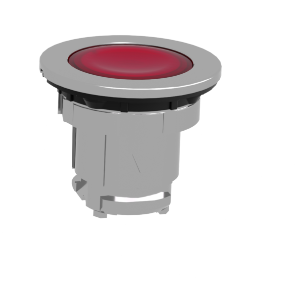 Head for illuminated push button, Harmony XB4, metal, red flush mounted, 30mm, universal LED, for legend of insertion - Schneider Electric - ZB4FA48