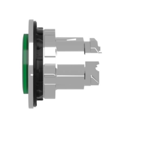 Head for illuminated push button, Harmony XB4, metal, green projecting, 30mm, universal LED, push-push, unmarked - Schneider Electric - ZB4FH33