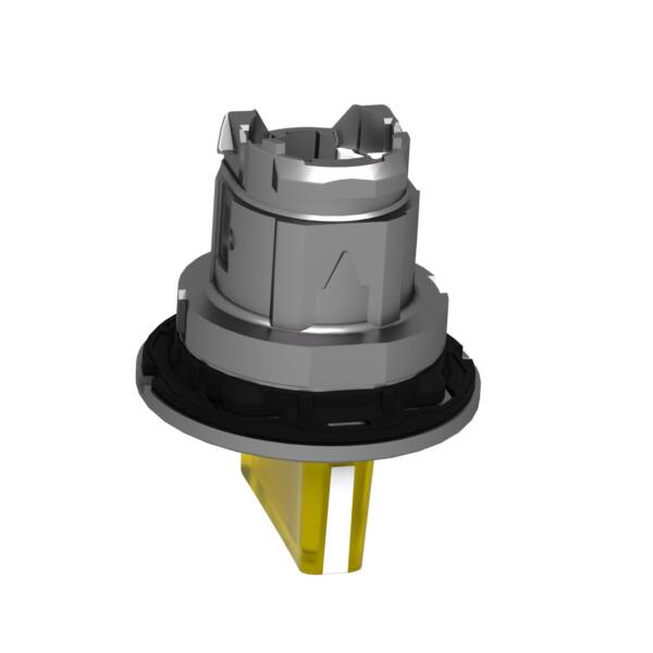 Head for illuminated selector switch, Harmony XB4, metal, yellow handle, flush mounted, 30mm, universal LED, 3 positions - Schneider Electric - ZB4FK1383