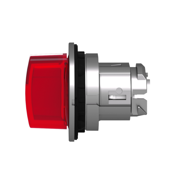 Head for illuminated selector switch, Harmony XB4, metal, red handle, 30mm, universal LED, 3 positions, left to center - Schneider Electric - ZB4FK1743