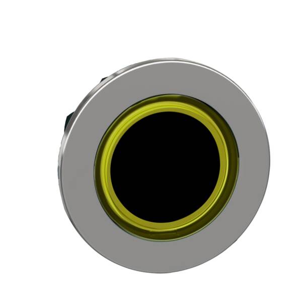 Head for illuminated push button, Harmony XB4, metal, yellow flush mounted, 30mm, universal LED, illuminated ring - Schneider Electric - ZB4FW983