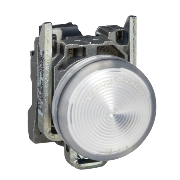 Complete pilot light, Harmony XB4, round Ø22 mm, IP65, white, integral LED, 120 V, lugs, ATEX - Schneider Electric - XB4BVG1EX