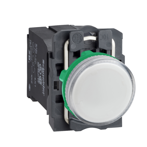 Pilot light, Harmony XB5, white complete Ø22 mm plain lens with BA9s bulb 220...240 V - Schneider Electric - XB5AV41