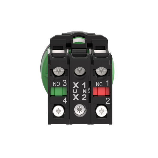 Illuminated push button, Harmony XB5, grey bezel, white flush mounted, 30mm, universal LED, 1NO + 1NC, 24V AC - Schneider Electric - XB5FW31B5C0