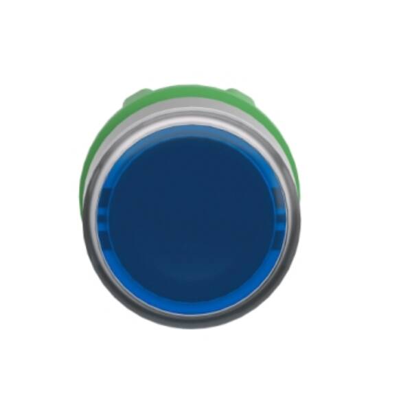 Head for illuminated push button, Harmony XB5, grey bezel, blue flush, 22mm, universal LED, for insertion of legend - Schneider Electric - ZB5AA68C0