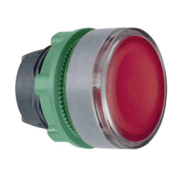 Head for illuminated push button, Harmony XB5, grey bezel, red flush, 22mm, universal LED, push-push, unmarked - Schneider Electric - ZB5AH043C0