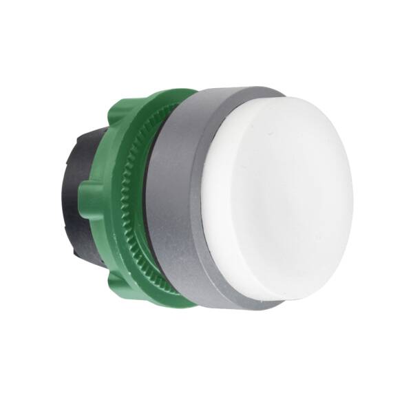 Harmony XB5, Push button head, plastic, projecting, white, Ø22, push-push, unmarked, grey bezel - Schneider Electric - ZB5AH1C0