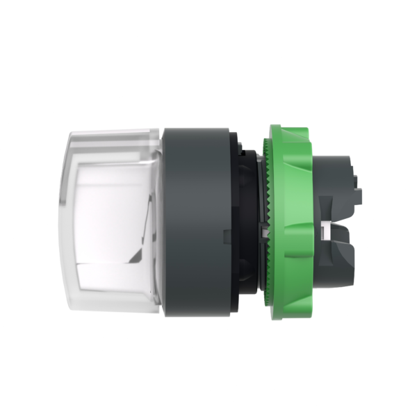 Head for illuminated selector switch, Harmony XB5, dark grey plastic, white handle, 22mm, universal LED, 3 positions, left to center - Schneider Electric - ZB5AK1713