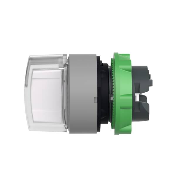 Head for illuminated selector switch, Harmony XB5, grey bezel, white handle, 22mm, universal LED, 3 positions, left to center - Schneider Electric - ZB5AK1713C0