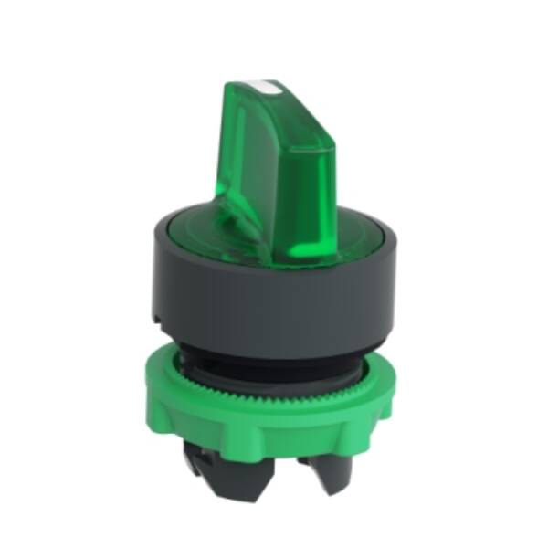 Head for illuminated selector switch, Harmony XB5, dark grey plastic, green handle, 22mm, universal LED, 3 positions,right to center - Schneider Electric - ZB5AK1833