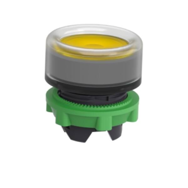 Head for illuminated push button, Harmony XB5, grey bezel, yellow flush, 22mm, universal LED, clear boot - Schneider Electric - ZB5AW583C0