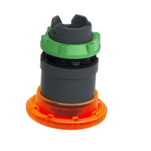 Head for illuminated push button, Harmony XB5, plastic, orange mushroom 40mm, 22mm, latching turn to release, clear boot - Schneider Electric - ZB5AW753