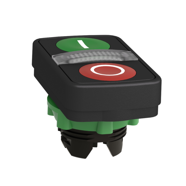 green flush/red flush illuminated double-headed pushbutton Ø22 with marking - Schneider Electric - ZB5AW7A3741