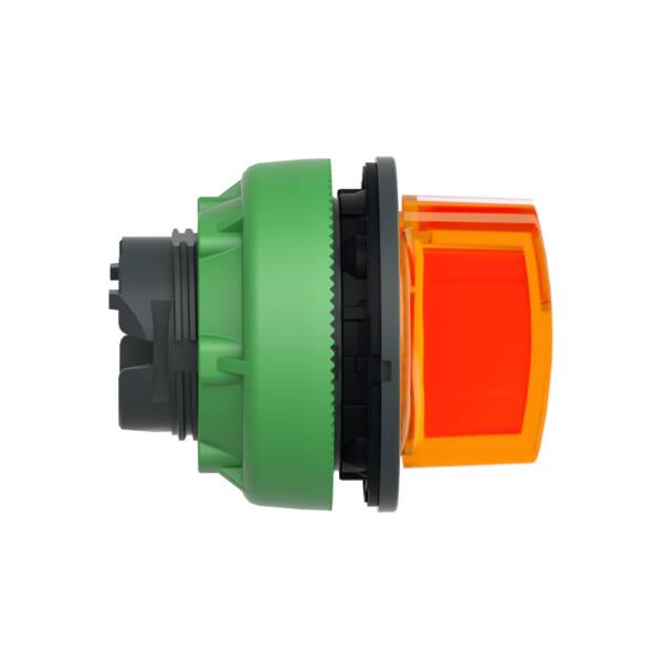 Head for illuminated selector switch, Harmony XB5, plastic, orange handle, flush mounted, universal LED, 3 positions - Schneider Electric - ZB5FK1353