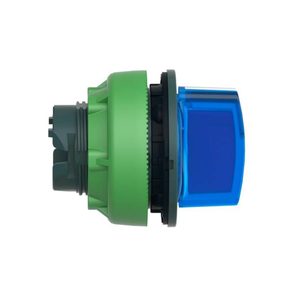 Head for illuminated selector switch, Harmony XB5, plastic, blue handle, flush mounted, universal LED, 3 positions - Schneider Electric - ZB5FK1363