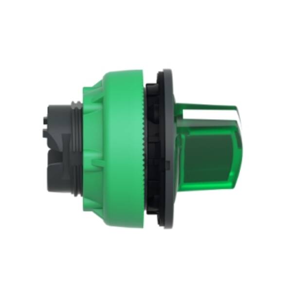 Head for illuminated selector switch, Harmony XB5, plastic, green handle, flush mounted, universal LED, 2 positions - Schneider Electric - ZB5FK1433