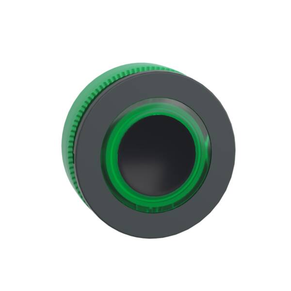 Head for illuminated push button, Harmony XB5, plastic, green flush mounted, 30mm, universal LED, illuminated ring - Schneider Electric - ZB5FW933