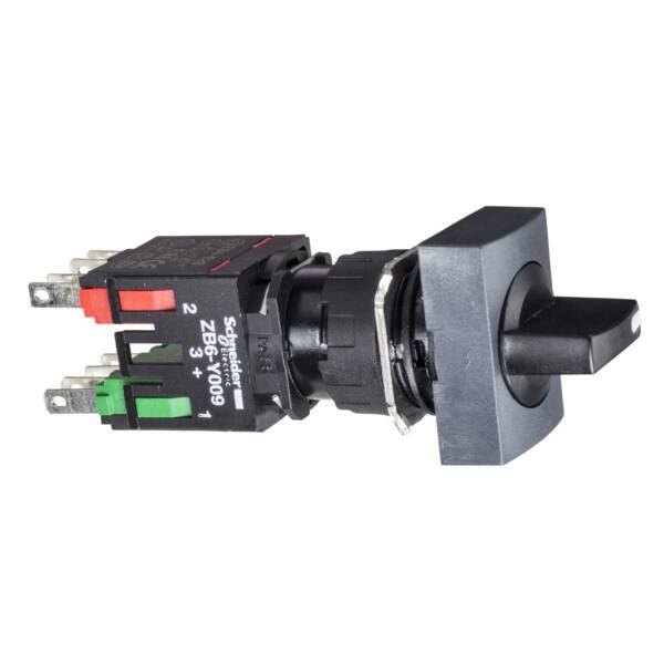 black complete rectangular selector switch Ø16 2-position stay put 1NO+1NC - Schneider Electric - XB6DD225B