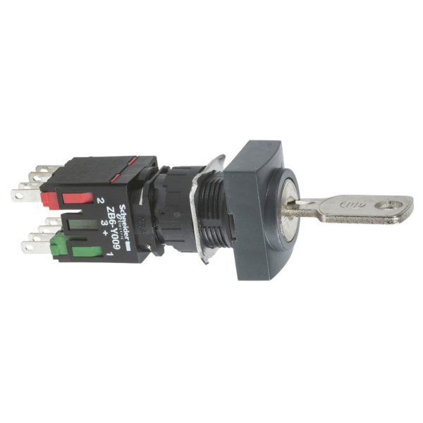 black complete rectang selector switch Ø16 2-position stay put 1NO+1NC Ronis 200 - Schneider Electric - XB6DGC5B