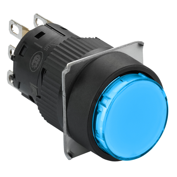 Illuminated monolithic push button, Harmony XB6E, round blue pushbutton Ø 16 flush spring return 24 VDC polarised 1CO - Schneider Electric - XB6EAW6B1P