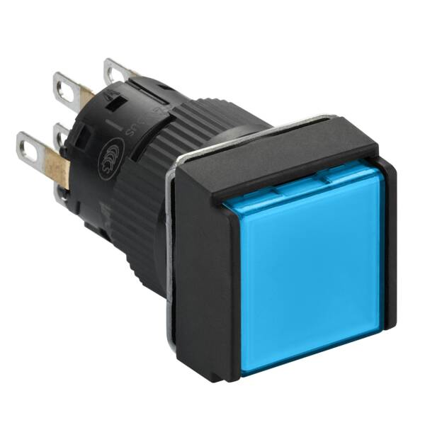 square blue illuminated pushbutton Ø16-flush push to release 24 VDCpolarised2CO - Schneider Electric - XB6ECF6B2P