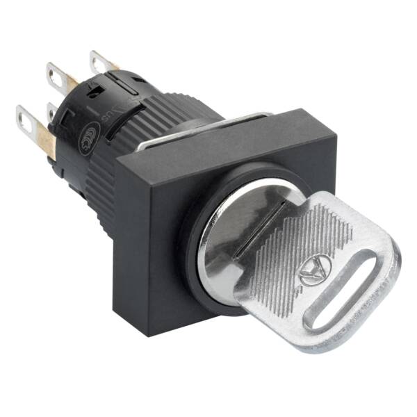 rectangular black key selector switch Ø16-projecting keylock 2 positions-2CO - Schneider Electric - XB6EDG222P