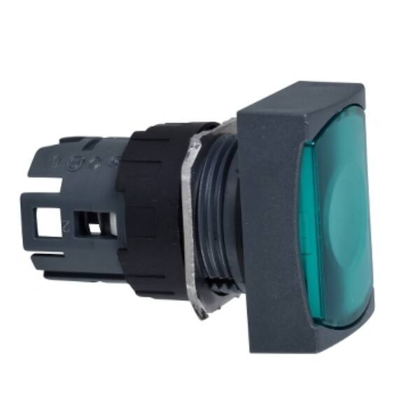 green rectang flush illuminated pushbutton head Ø16 latching for integral LED - Schneider Electric - ZB6DF3