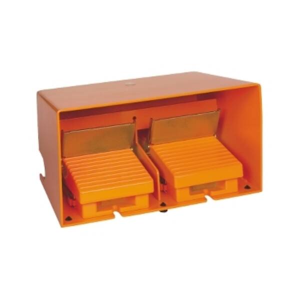 double foot switch - IP66 - with cover - metallic - orange - 2 NC + 2 NO - Schneider Electric - XPER5100D