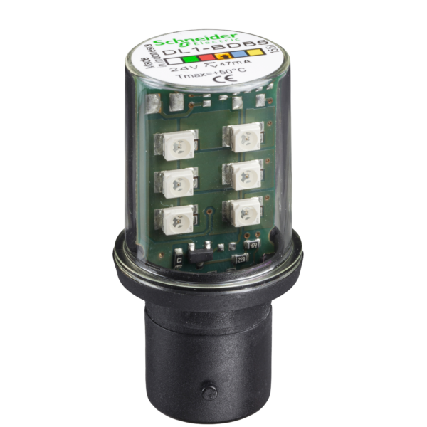 Protected LED bulb, BA 15d, orange, steady light, 24 V AC/DC - Schneider Electric - DL1BDB5