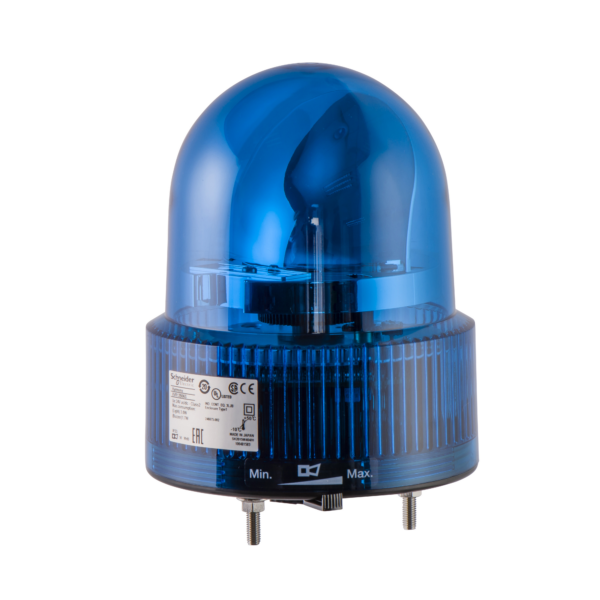 Prewired rotating mirror beacon, Harmony XVR, 120 mm, blue, without buzzer, 24 V AC DC - Schneider Electric - XVR12B06