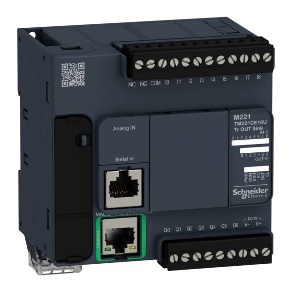 Logic controller, Modicon M221, 16io tr.npn ethernet - Schneider Electric - TM221CE16U