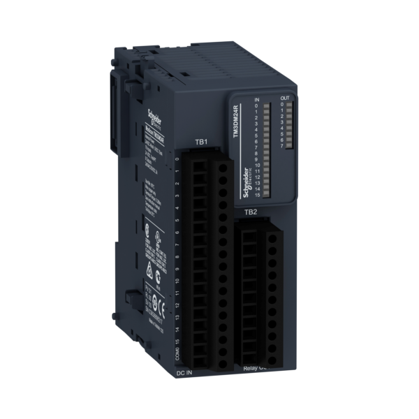 Modicon TM3 - 24 IO (16 inputs, 8 relay outputs, screw) 24Vdc - Schneider Electric - TM3DM24R