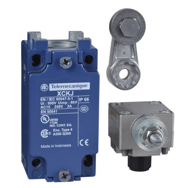 limit switch XCKJ - steel roller lever - 1NC+1NO - snap action - 1/2NPT - Telemecanique Sensors - XCKJ10513H7