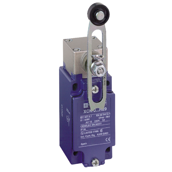 limit switch XCKJ - th.plastic roller lever var. length - 1NC+1NO - slow - M20 - Telemecanique Sensors - XCKJ50541H29