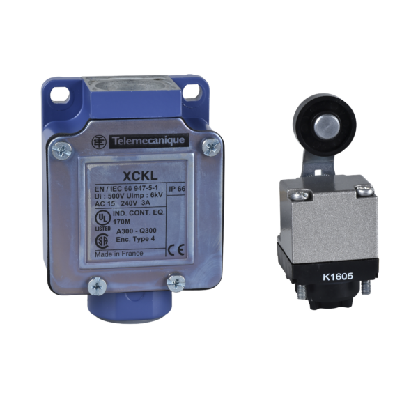 limit switch XCKL - thermoplastic roller lever - 1NC+1NO - snap - Cable gland - Telemecanique Sensors - XCKL115