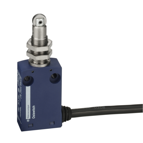 Limit switch, Limit switches XC Standard, XCMN, M12 steel roller plunger, 1NC+1 NO, snap, 2 m - Telemecanique Sensors - XCMN21F2L2