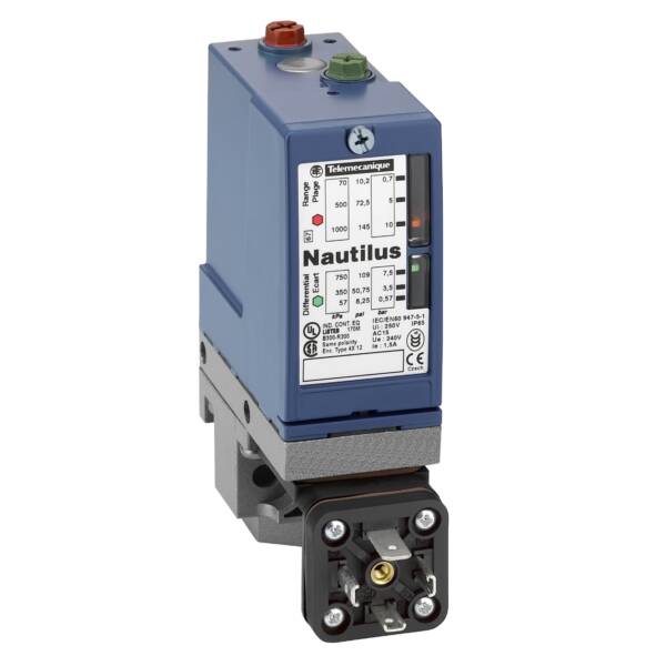 pressure switch XMLB 500 bar - adjustable scale 2 thresholds - 1 C/O - Telemecanique Sensors - XMLB500D2C11