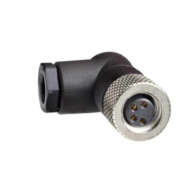 female, M8, 4-pin, elbowed connector - cable gland M9.5 x 1 - Telemecanique Sensors - XZCC8FCM40S