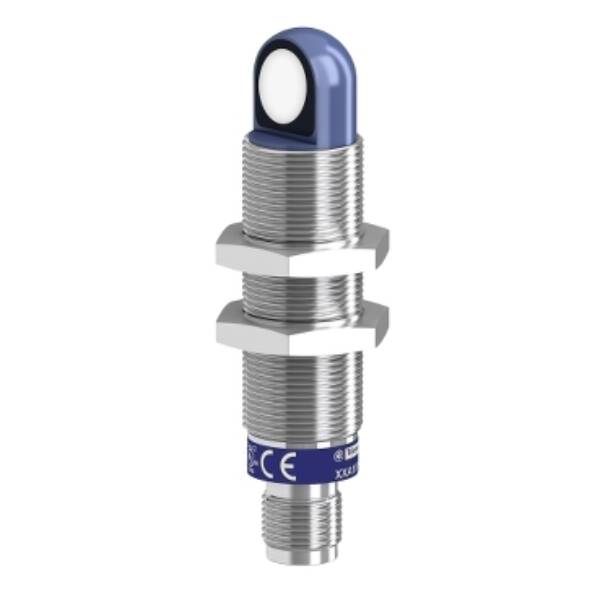 Ultrasonic sensors XX, ultrasonic sensor cylindrical 90 deg M18, Sn=1 m, PNP, SYNC, connector M12 - Telemecanique Sensors - XXA18B1PM12