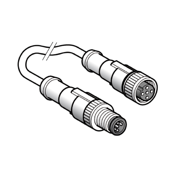 jumper cable XZ - male straight M12 3-pin - female straight M12 3-pin - PUR 2m - Telemecanique Sensors - XZCR1511040A2